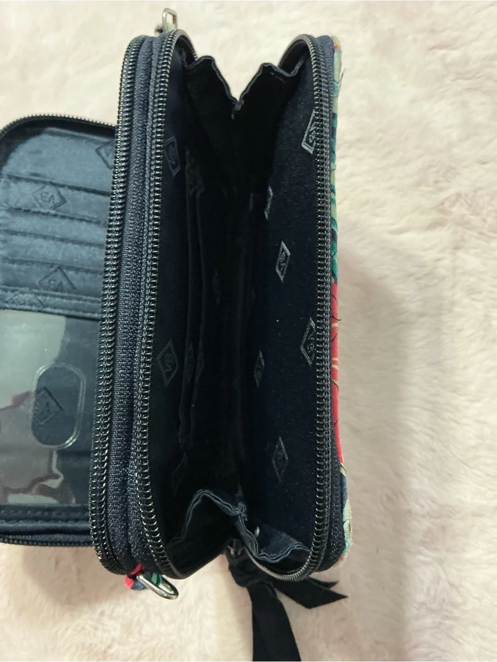 Vera Bradley Quilted Floral Wallet in Teal, Navy & Cream